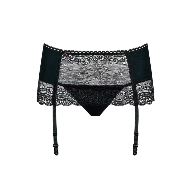 Pas do pończoch OBSESSIVE Miamor, L/XL, koronkowy, regulowane paski, gładkie stringi
