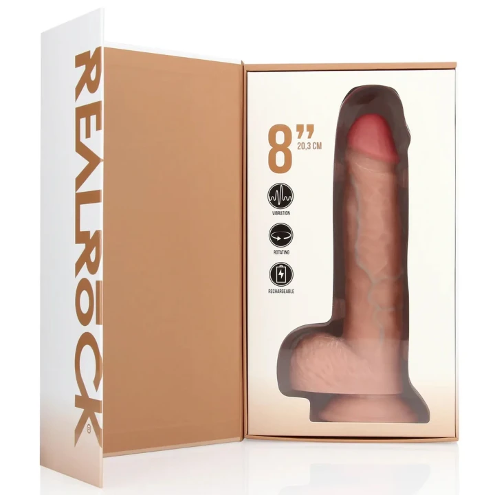 Dildo RealRock® z wibracjami, rotacją i przyssawką - 20,5 cm, realistyczny wygląd