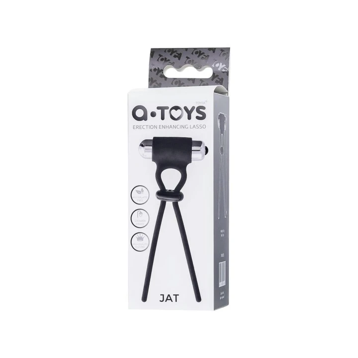 Lasso zaciskowe A-Toys, regulowana kompresja, wibrująca nakładka, 14cm, czarne