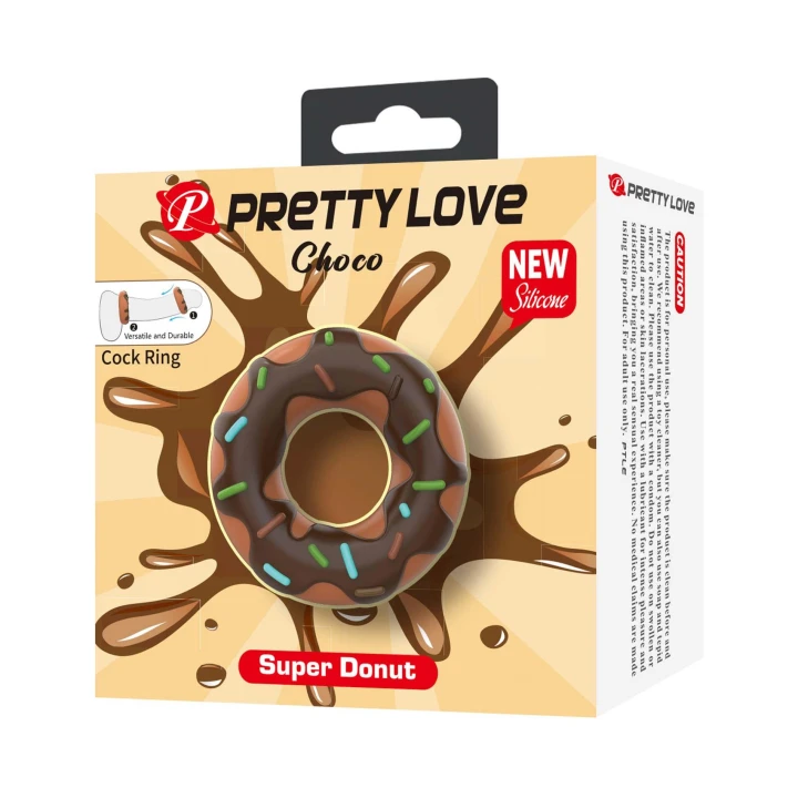 Pierścień erekcyjny, Pretty Love Choco, silikonowy, 4,6cm wewnętrzny, design pączka