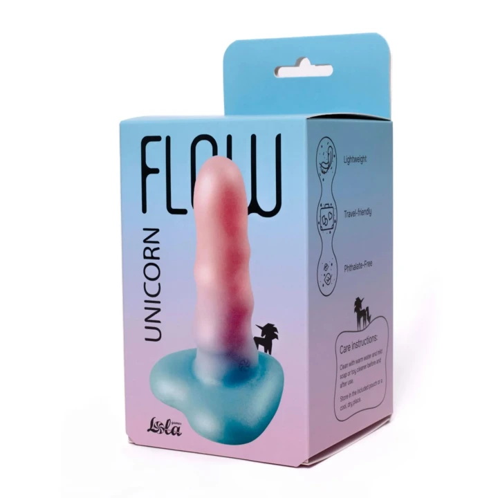 Dildo Flow Unicorn Mini – Płynny silikon, spiralna tekstura, mocna przyssawka