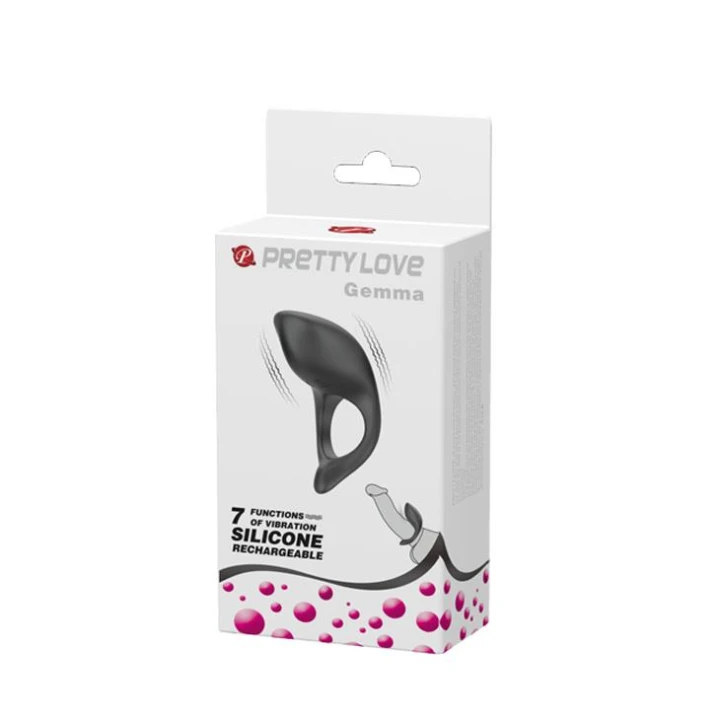 Pierścień na penisa PRETTY LOVE GEMMA - silikonowy, 7 funkcji, ładowany USB