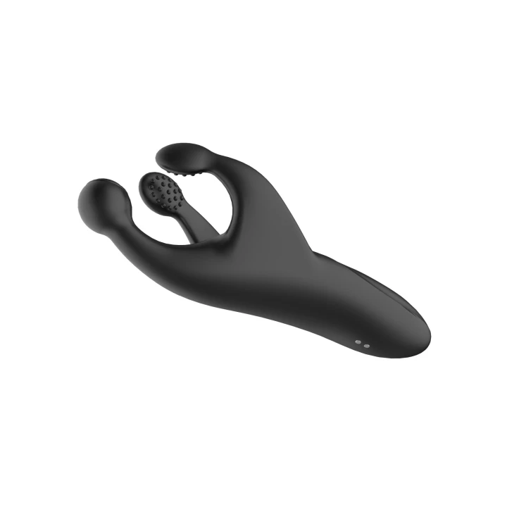 Męski wibrator, trójstronny, silikonowy, 10 poziomów wibracji i trzepotania