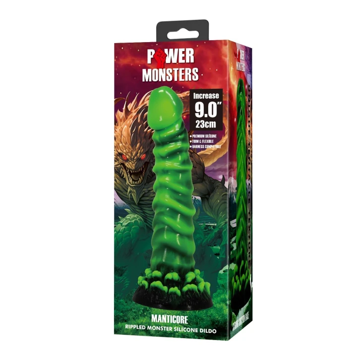Dildo Power Monsters Manticore - 23 cm, silikonowe, pofalowane, przyssawka
