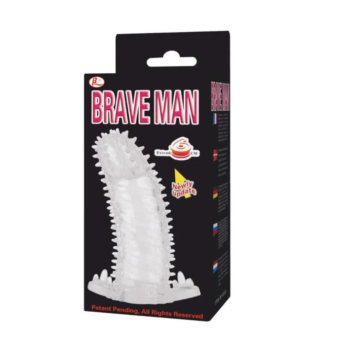 Nakładka na penisa BAILE - 14 cm, przezroczysta, z wypustkami do stymulacji