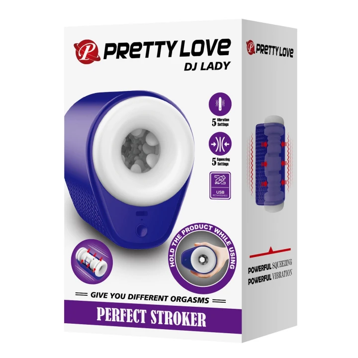 Masturbator PRETTY LOVE - Dj Lady, TPR, 5 funkcji wibracji, 5 ustawień ssania