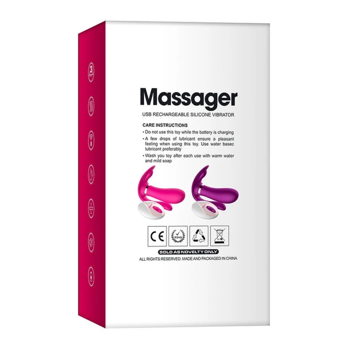 Wibrator zakładany Butterfly Strap-On, 10 trybów, wodoodporny, silikonowy