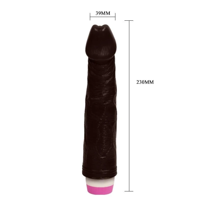 Dildo BAILE z wibracjami, 23 cm długości, TPR ABS, żłobiony trzon