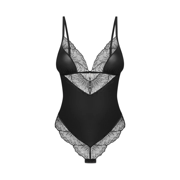 Body koronkowe OBSESSIVE Lobellis M/L, elastyczna tkanina, regulowane ramiączka, czarny
