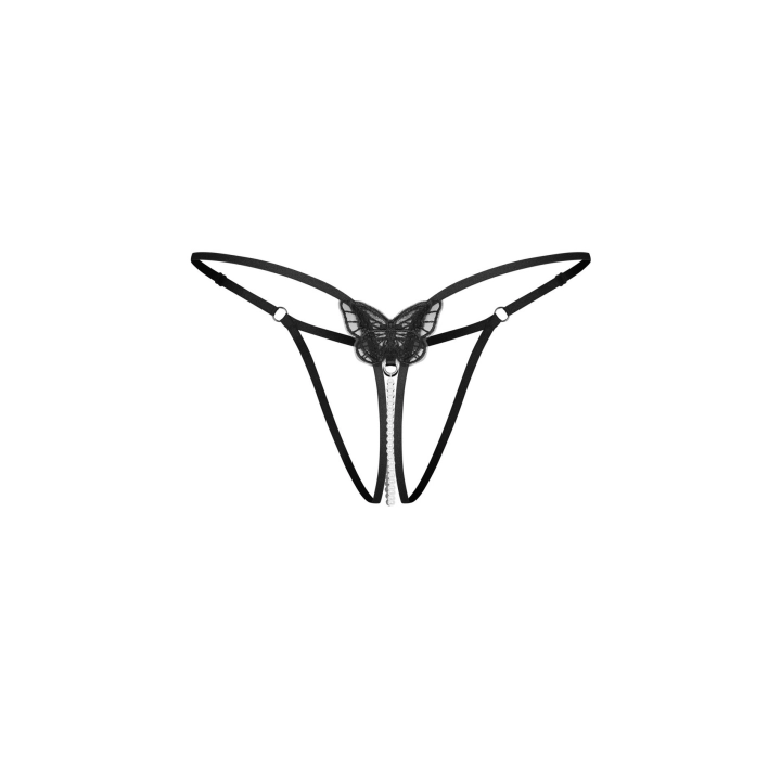 Stringi OBSESSIVE – crotchless, regulacja 2‑punktowa, ozdobny sznur koralików