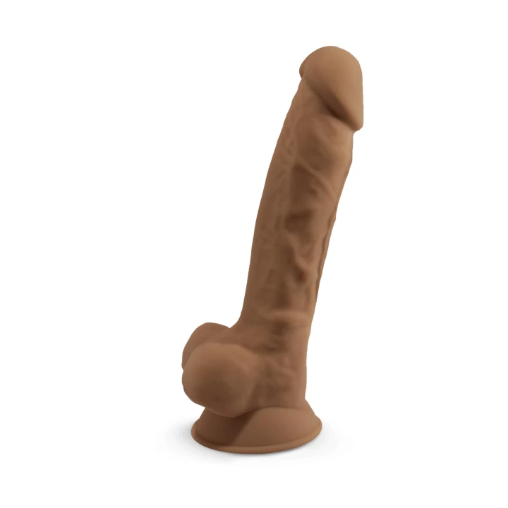 Dildo SilexD 7'' Caramel z podwójną gęstością i przyssawką, silikon Memory