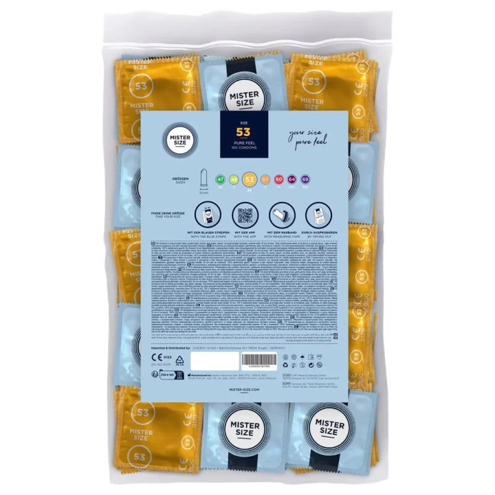 Prezerwatywy Mister Size 53 mm, naturalny lateks, przezroczyste, 100 szt.