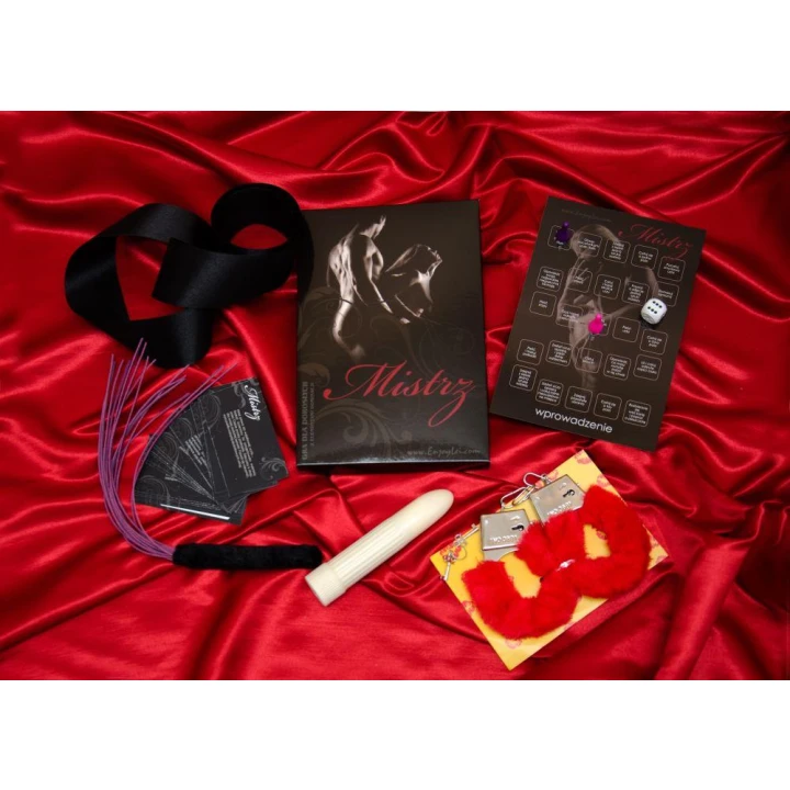 Gry erotyczna Gry-Gra MISTRZ, zmysłowy pejczyk, kajdanki z futerkiem, wibrator