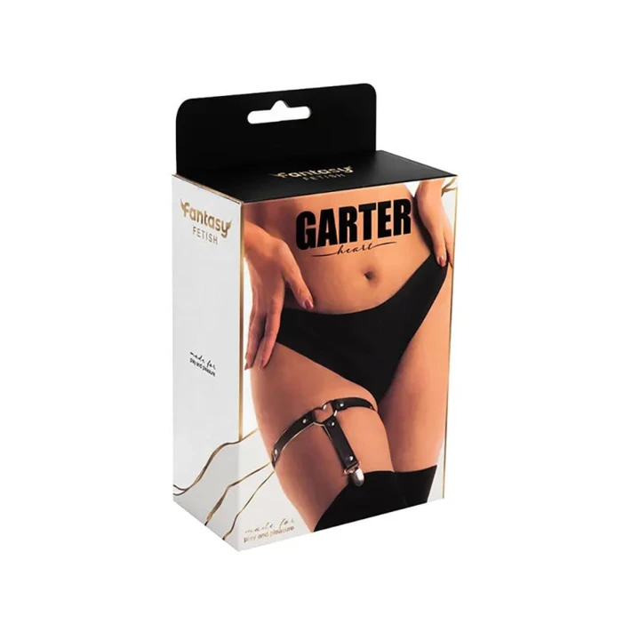 Pas do pończoch Heart – regulowany, skórzany, ze stylowym metalowym serduszkiem