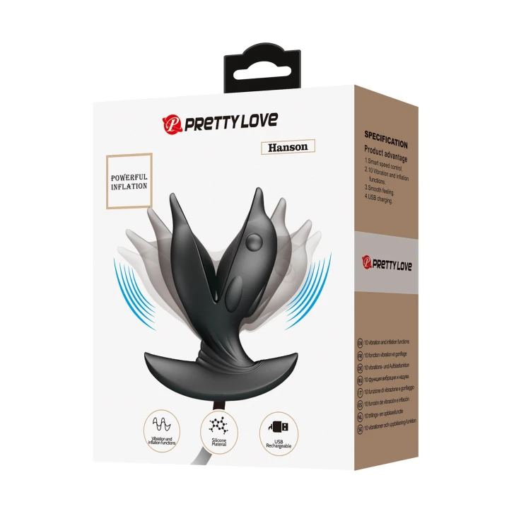 Wtyczka analna - PRETTY LOVE Hanson, silikonowa, 10 funkcji wibracji, napompowana