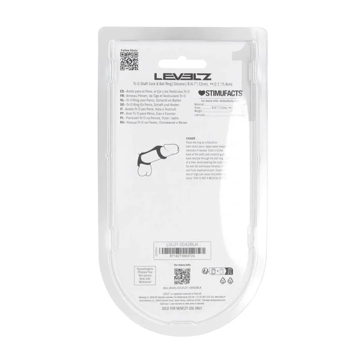 Pierścień do penisa Tri-O LEVELZ - Silikonowy, 3 pętle, 12 cm długości