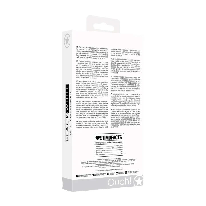 Maseczka na oczy satynowa - z elastycznymi paskami, regulowanym zapięciem, miękka