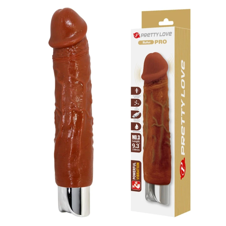 Dildo Pretty Love Rufus Pro, 23,8 cm, 10 trybów wibracji, wodoodporny