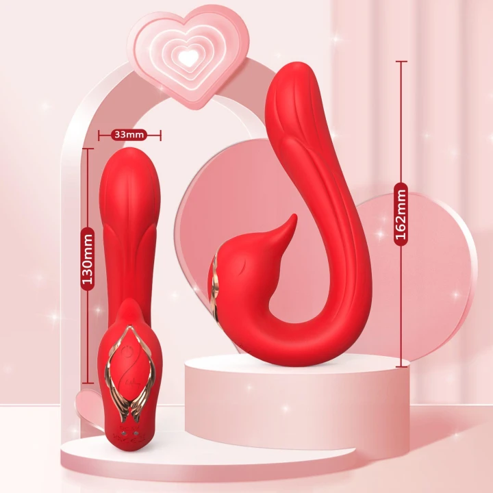 Wibrator do punktu G Swan Red, 20,4 cm, 9 funkcji wibracji, silikon medyczny