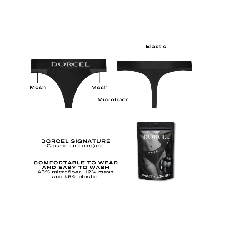 Stringi z kieszonką (panty vibrator) Dorcel PANTY LOVER — mikrofibra, regulowany pas
