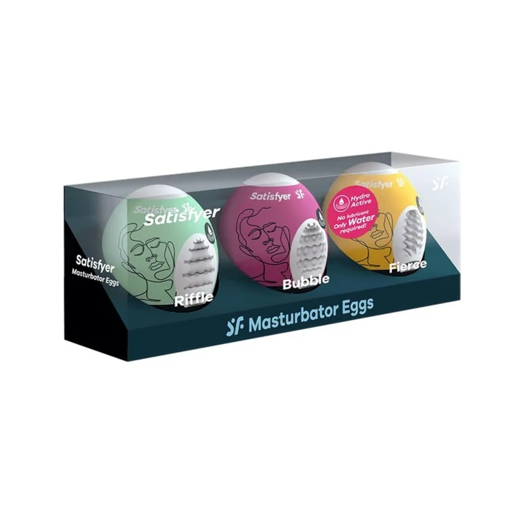 Egg masturbator - Satisfyer, zestaw 3 sztuk, wodoodporny, TPE, elastyczny