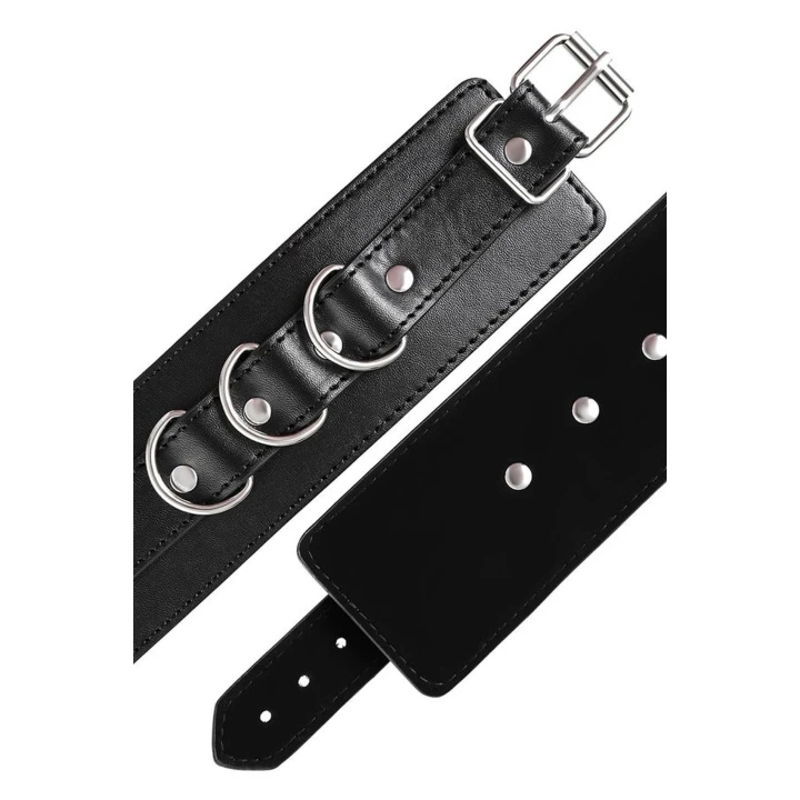 Kajdanki skórzane Anonymo, welurowa podszewka, niklowane okucia, uniwersalny rozmiar