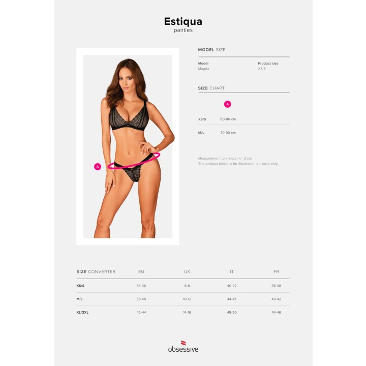 Figi kobiece OBSESSIVE Estiqua, marka Estiqua, elegancka koronka, miękki poliamid-elastan.