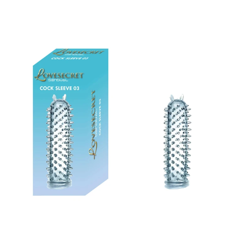 Rękaw na penisa LoveSecret LS39, żebrowany, przezroczysty, długość 12,5 cm, średnica 3,5 cm