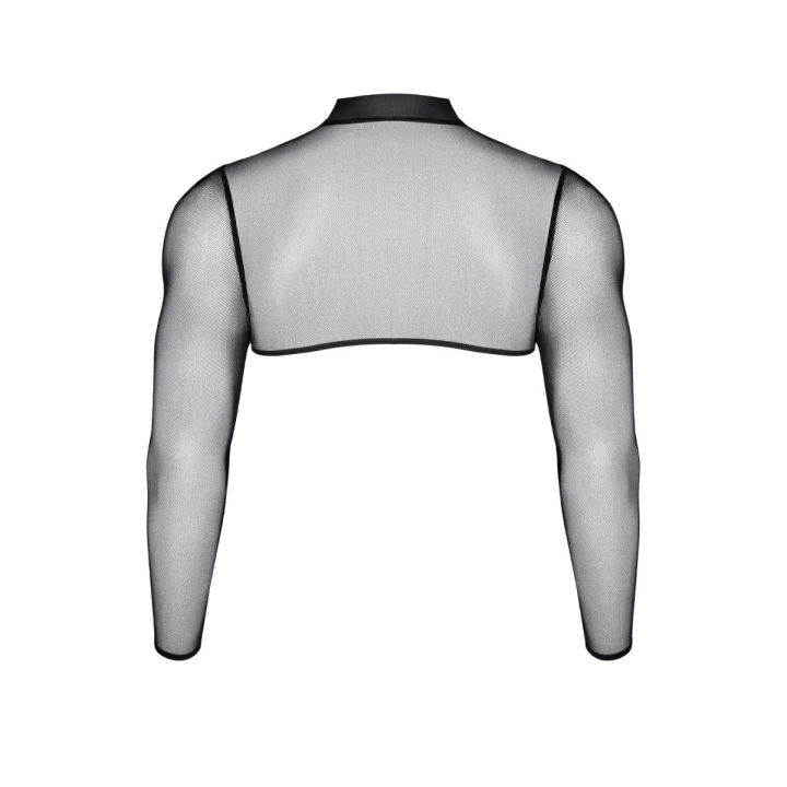 Top z elastycznego tiulu REGNES FETISH PLANET z długimi rękawami, czarny, rozmiar S