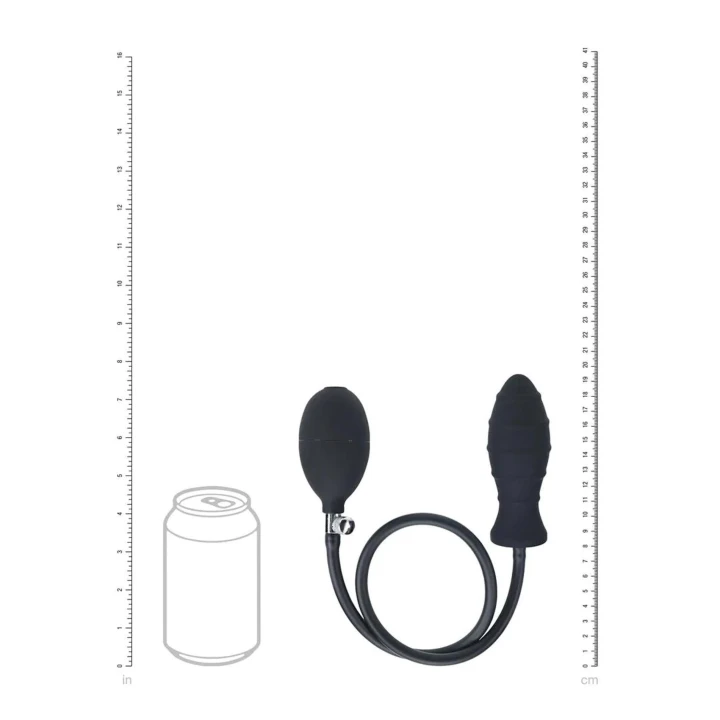 Korek analny nadmuchiwany z silikonu - żebrowany, 15 cm, czarny