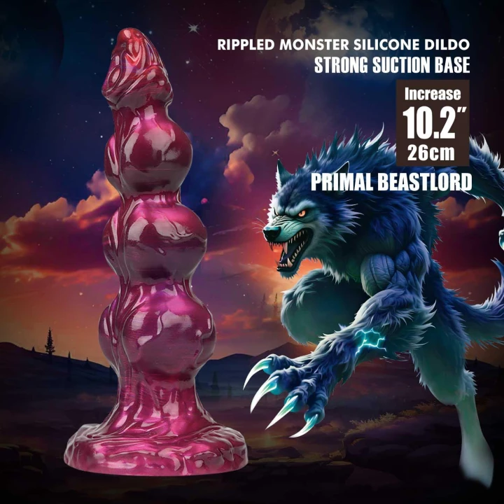 Dildo Primal Beastlord - 26 cm, tekstura falista, przyssawka, wodoodporne