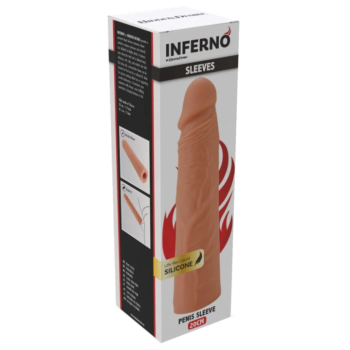 Nakładka na penisa INFERNO HIDDEN DESIRE, 20 cm, z płynnego silikonu, realistyczne detale
