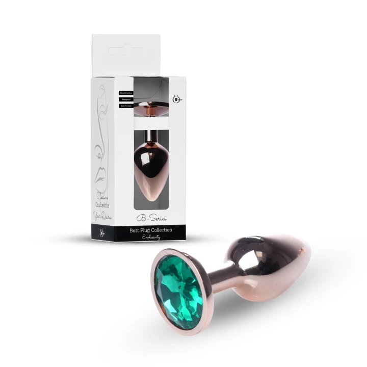 Korek analny Plug-Jewellery, stal nierdzewna, czerwony złoty, diamentowy detal, 7 cm