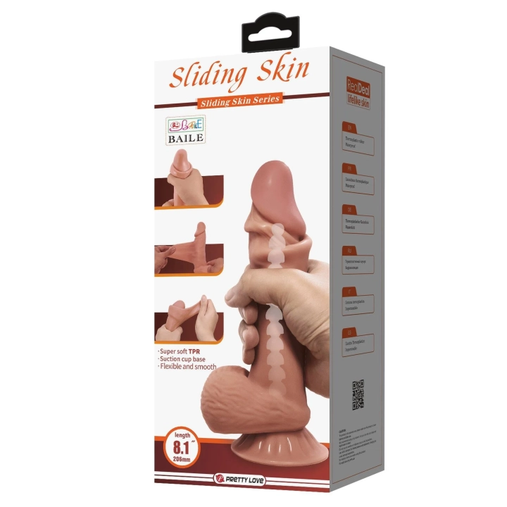 Dildo BAILE, 8,5'' z przyssawką, elastyczny TPR, realistyczny wygląd