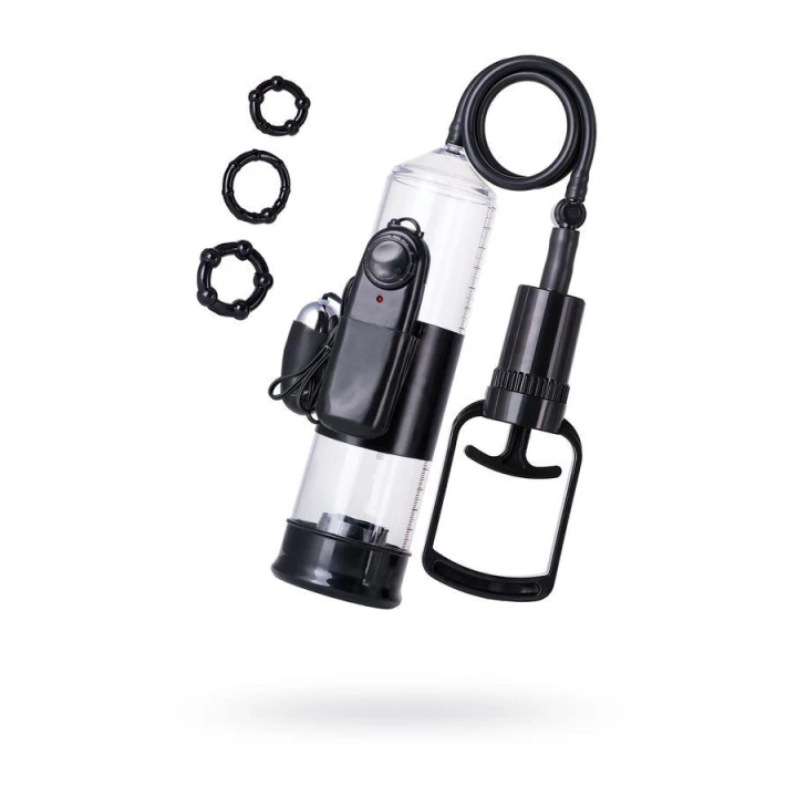 Pompka do penisa A-TOYS, PVC, wibrująca, długość 22,8 cm, przezroczysta