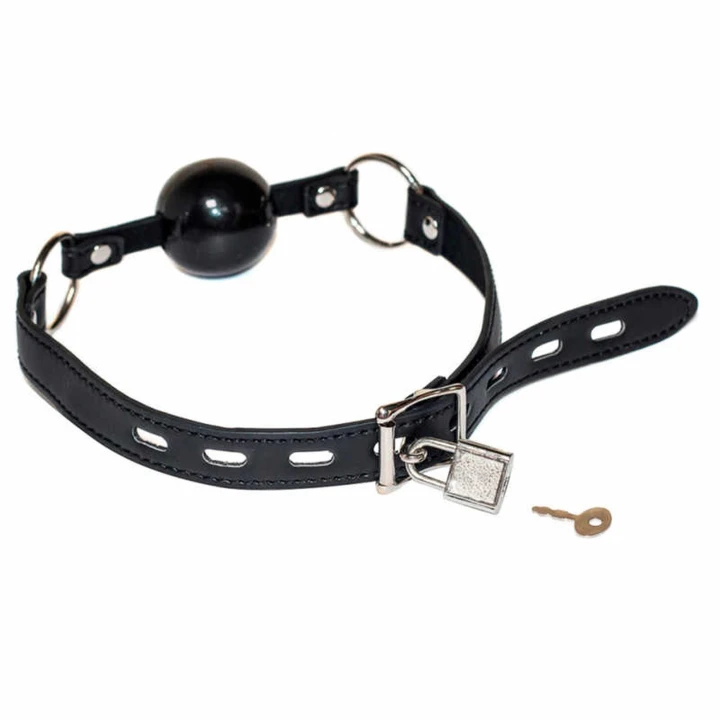 Knebel do bondage, Uniseks, średnica 4 cm, czarny, z elementami metalowymi