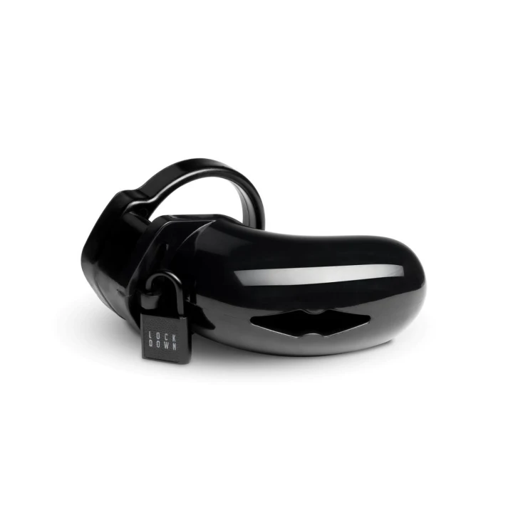 Klatka cnoty Lockdown - Średnia, 5 pierścieni dopasowujących, metalowa kłódka z kluczami