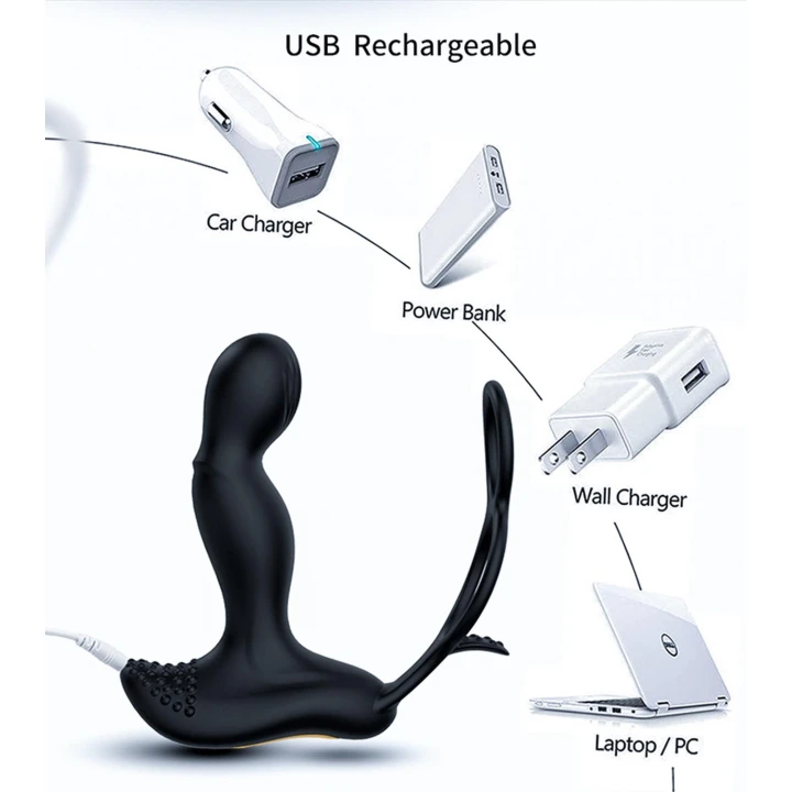 Masażer prostaty, silikonowy, 7 funkcji wibracji, pilot bezprzewodowy, grzanie