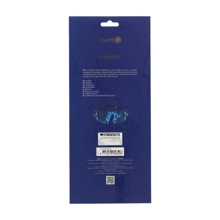 Maska na oczy - Kolekcja Florence - Ouch! - Skórzany wygląd, metalowe detale, nieprzezroczysta