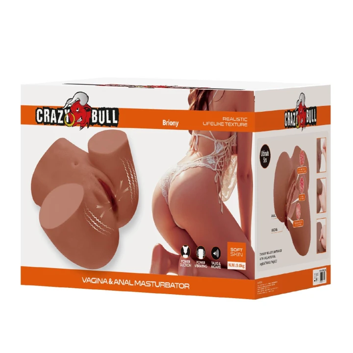 Masturbator analno-waginalny Crazy Bull Briony z wibracjami, realistyczny, 3D