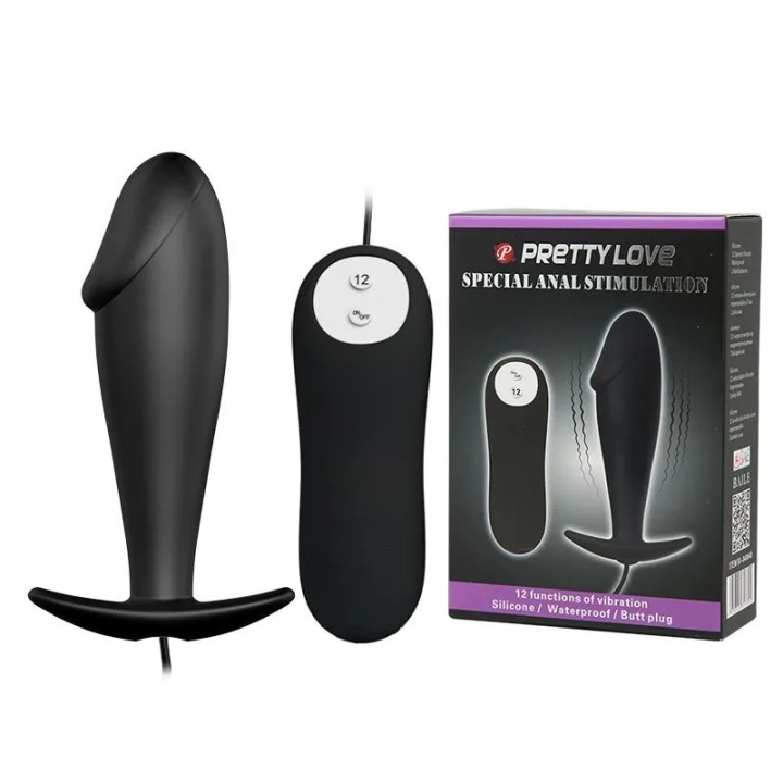 Korek analny PRETTY LOVE - silikonowy, 12 funkcji wibracji, wodoodporny