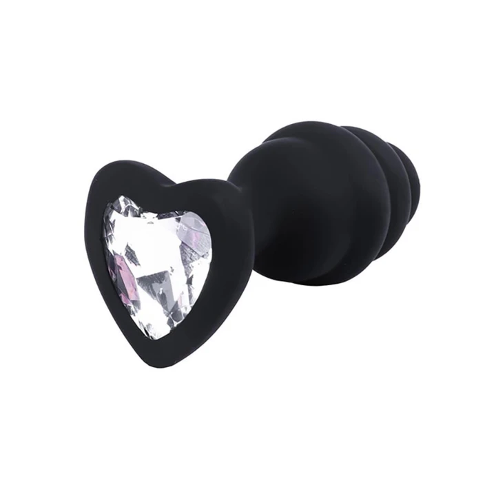 Korek analny mały z serii Elegance, silikonowy, długość 7 cm, żebrowany