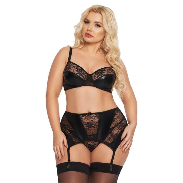 Bielizna erotyczna SOFTLINE COLLECTION Joana - czarna 3XL, zmysłowa, elegancka