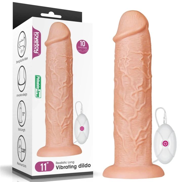 Dildo 11'' LoveToy Legendary, Realistyczny, Giętki, 10 Funkcji Wibracji