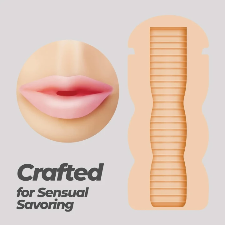 Masturbator męski Crushious Fappucino – ustny Sweet, regulowany efekt ssania, TPE/ABS