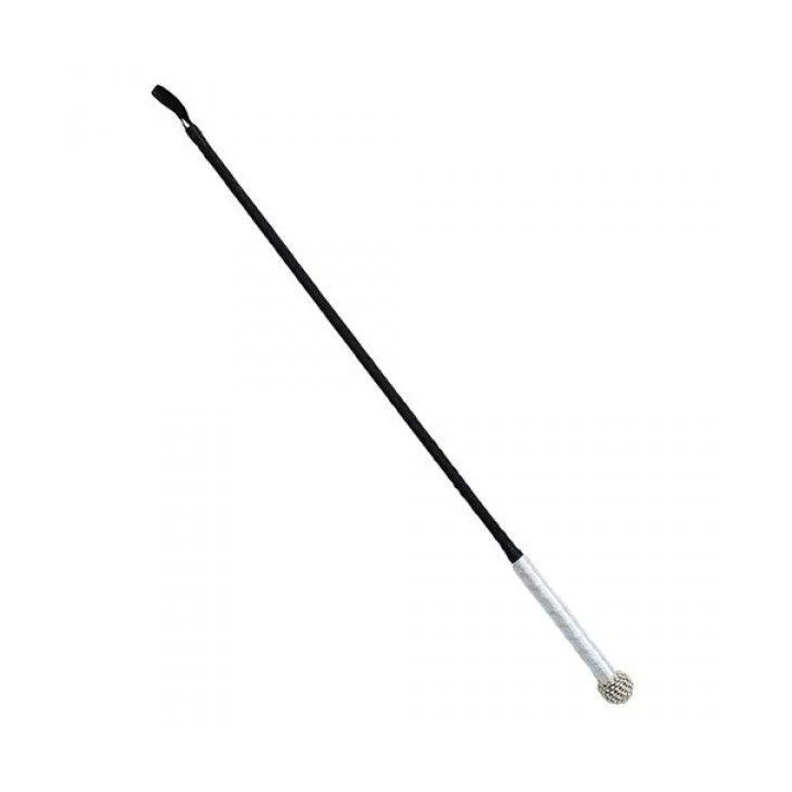 Bat jeździecki Pejcz-Frustino z czarnej skóry, dekoracyjna końcówka, stylowy design