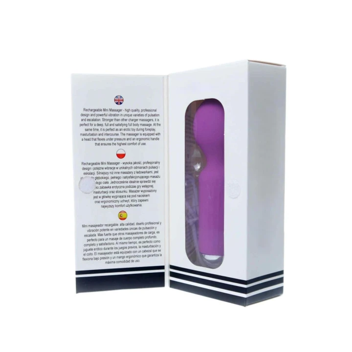 Mini masażer, USB, 20 funkcji, wodoodporny, ergonomiczny uchwyt - Fioletowy