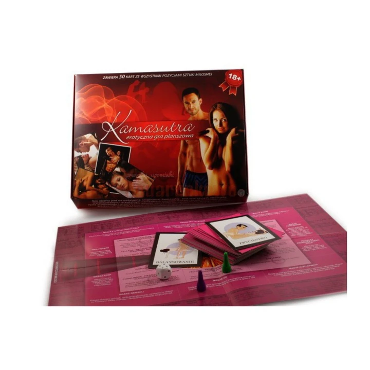 Gra erotyczna Kamasutra - oryginalne pozycje, plansza A3, zestaw kart i pionków