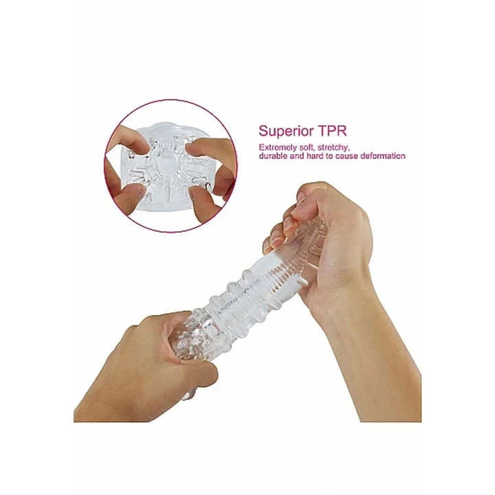 Masturbator SONO No. 68 - Przezroczysty, 15 cm, TPE, wodoodporny