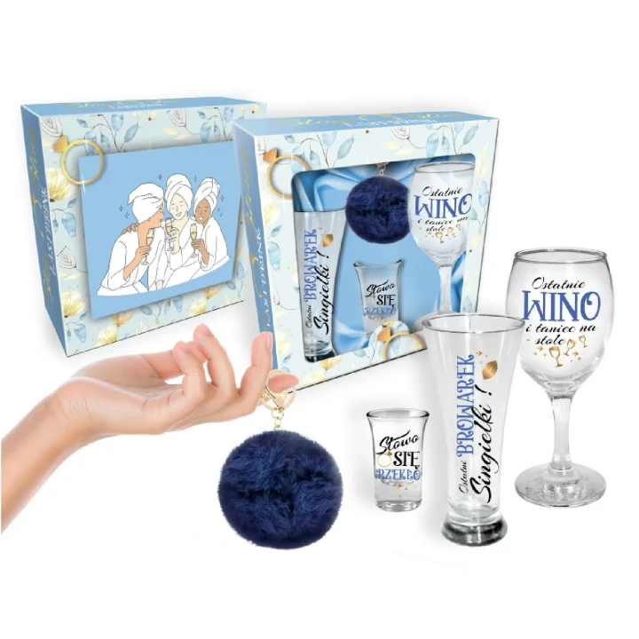 Zestaw kieliszków i szklanki – elegancki zestaw na panieński, wysokiej jakości, 4 elementy